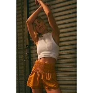 Free People FP Movement THE WAY HOME Shorts in Toasted Coconut Orange M NWOT $30